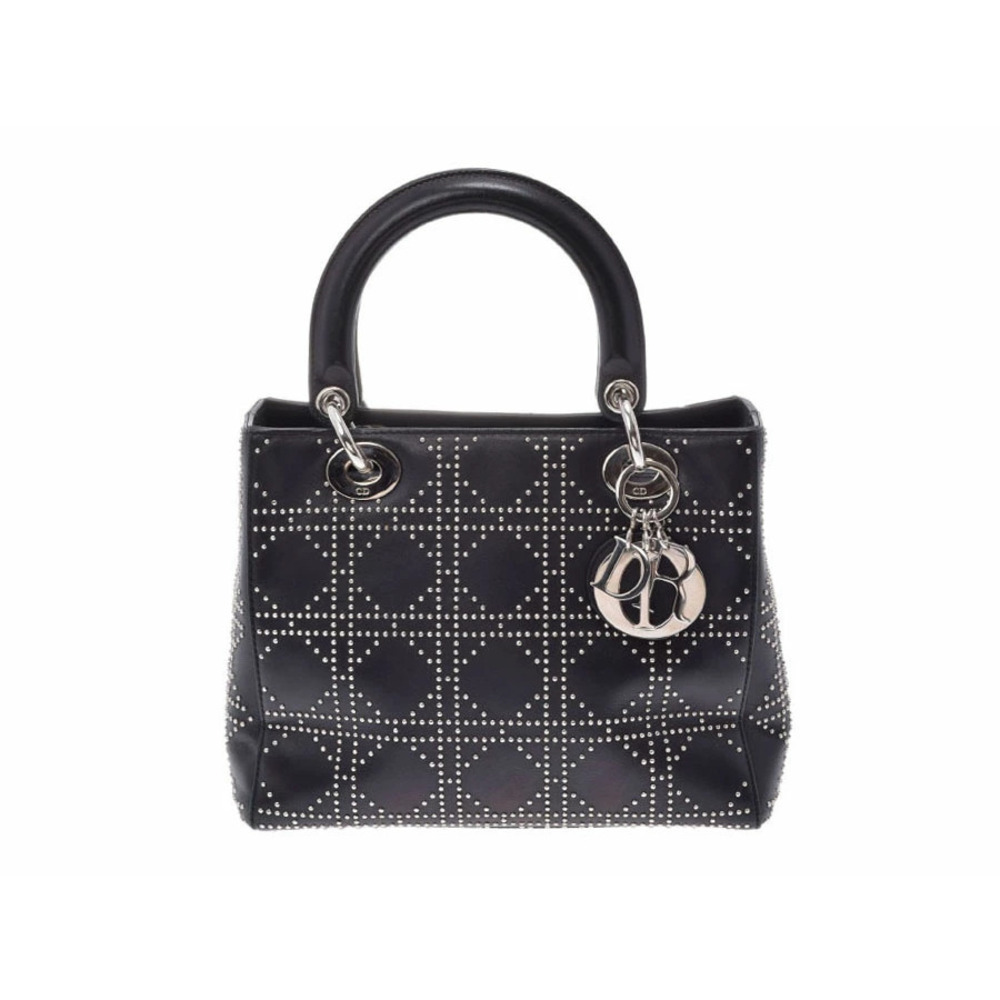 Dior Lady Black Calfskin Studded Handbag CHRISTIAN